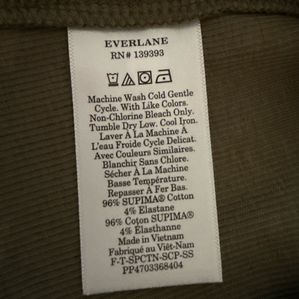 Everlane Luxe Rib Scoop-Neck Tee- Elbow Length Sleeves- Olive Green- Size L- NWT - Picture 5 of 6